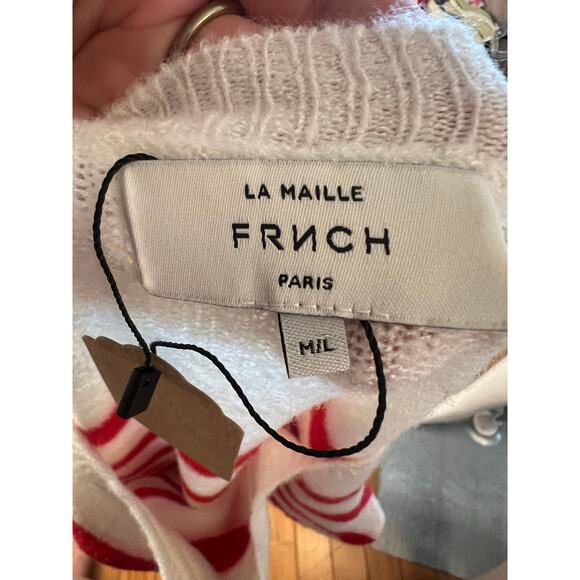 FRNCH La Maille Super Soft Red Pink Striped Pullover Sweater Size M/L - Picture 5 of 6